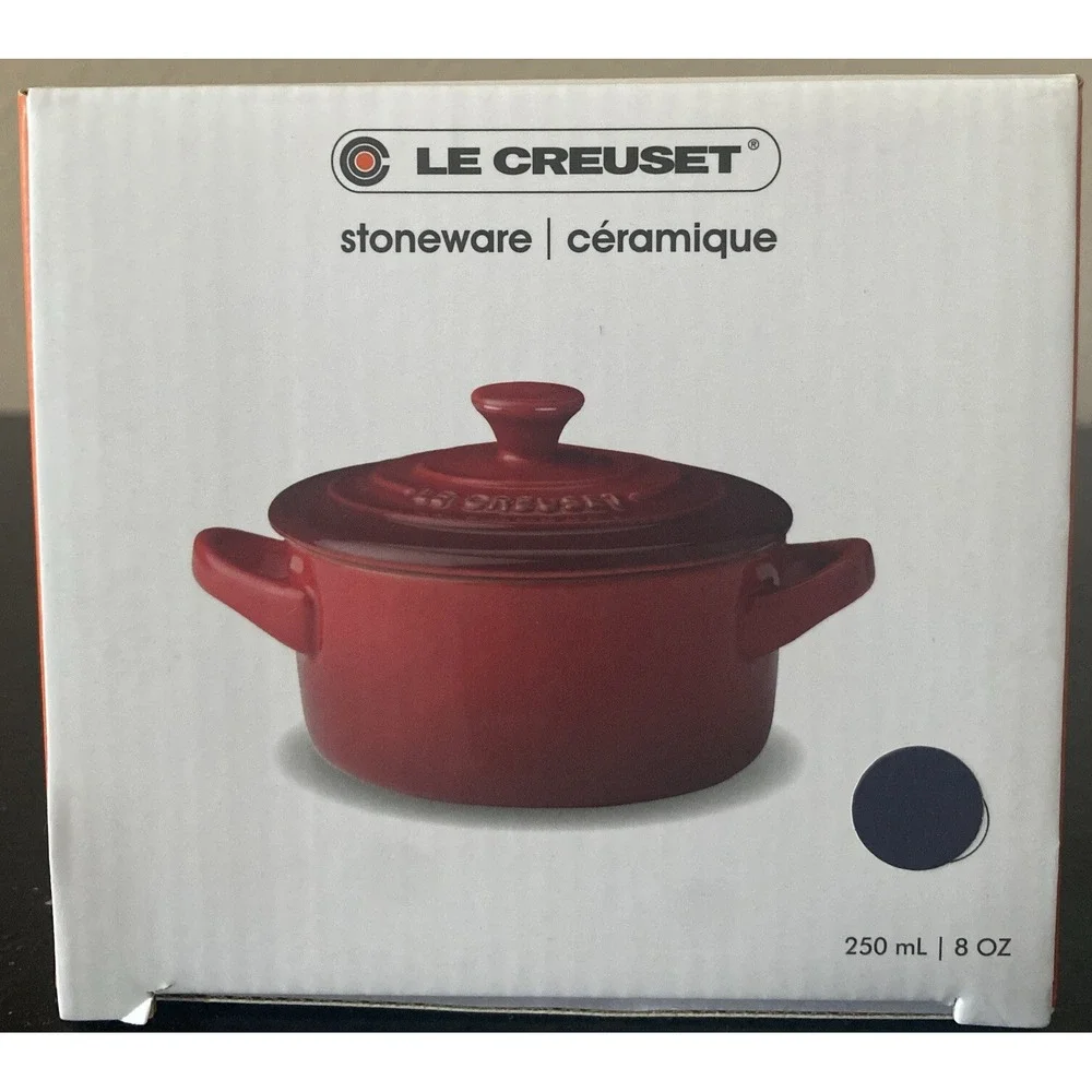 Le Creuset Stoneware Mini Round Cocotte - 8oz -‎ Flint Gray - Brand New